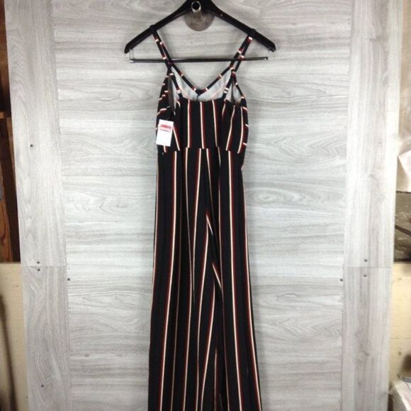 Angie Black Striped V-Neck Jumpsuit size al - Picture 5 of 6